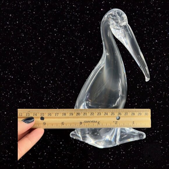 Venetian Clear Art Glass Bird Duck Clear Crystal Green Manganese 365nm UV Glow - Picture 9 of 16